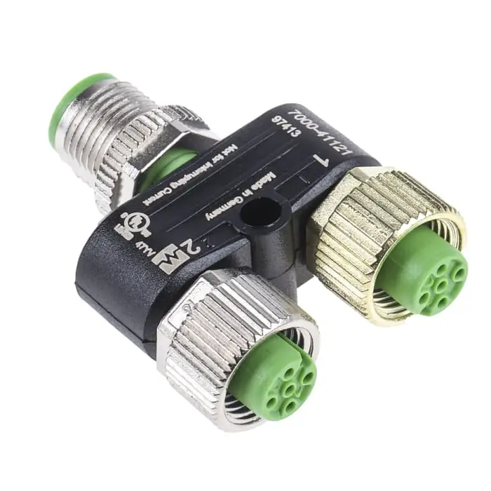 T Coupler M12 Male 2x M12 female : 7000-41121-0000000 : MURR Elektronik