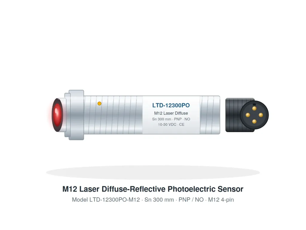 Laser Diffuse-Reflective Photoelectric Sensor : LTD-12300PO-M12 : Jimou